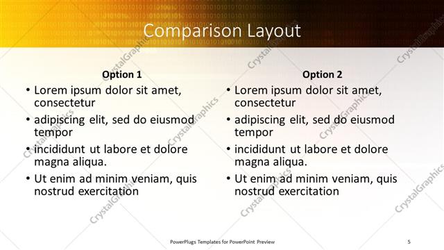 Comparison presentation slide layout