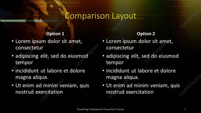 Comparison presentation slide layout