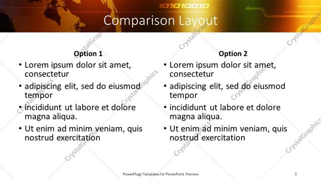 Comparison presentation slide layout