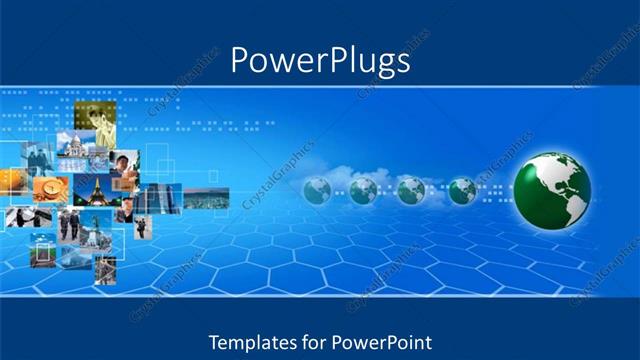  Presentation with related - Digital background with business related collage and globe on blue background?