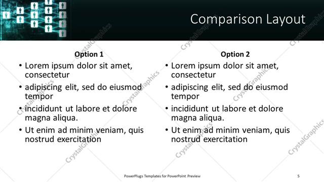 Comparison presentation slide layout