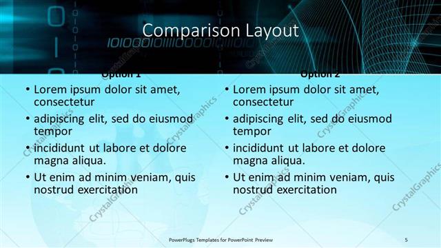 Comparison presentation slide layout