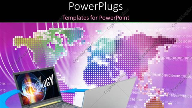  Presentation with technology - Digital background with two laptops facing and connected to each other