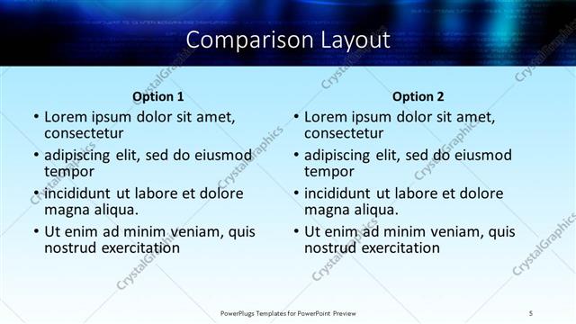 Comparison presentation slide layout