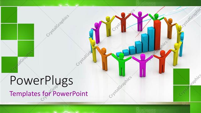  Presentation with colorful hands - Colorful 3D men hold hands around financial chart in grey background