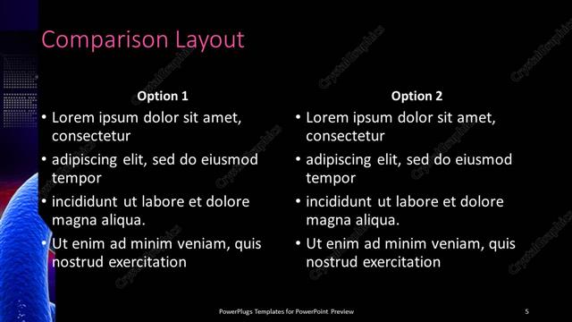 Comparison presentation slide layout