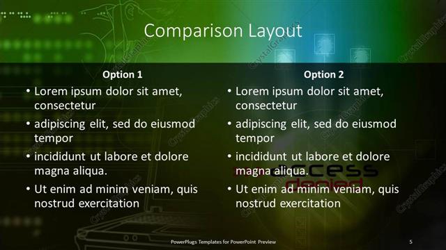 Comparison presentation slide layout