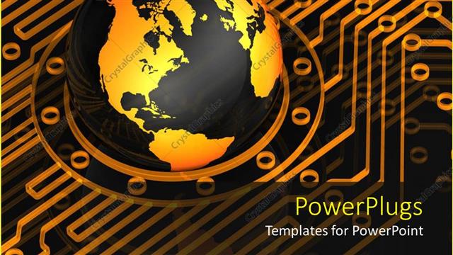  Presentation with circuit - Digital depiction with earth globe sitting on circuit lines