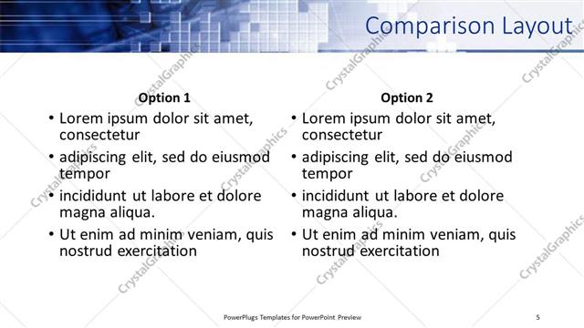 Comparison presentation slide layout
