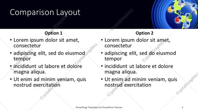 Comparison presentation slide layout