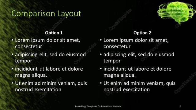 Comparison presentation slide layout