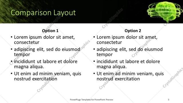 Comparison presentation slide layout