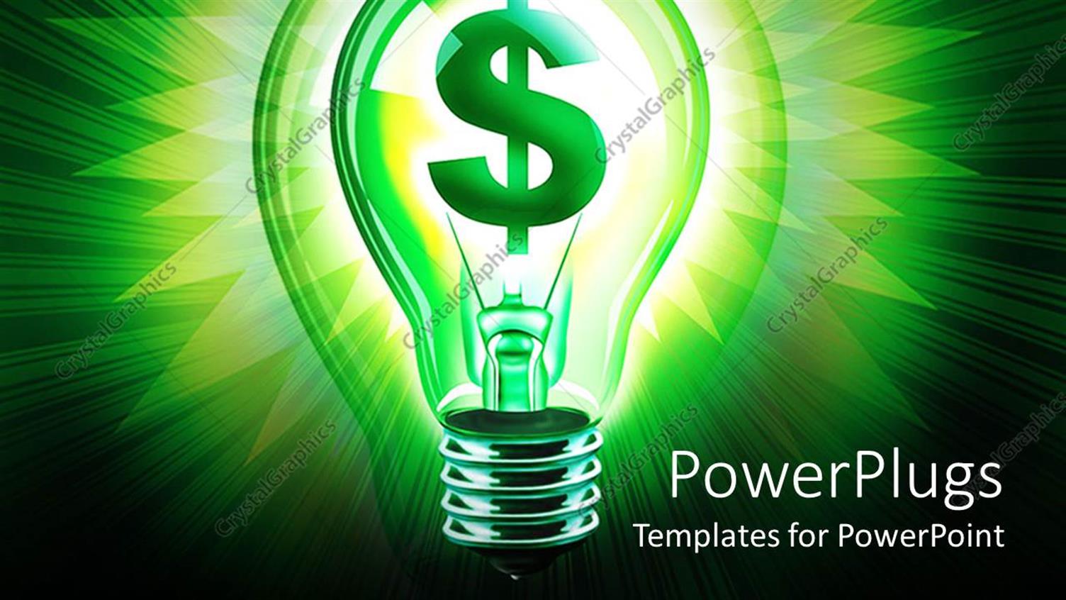 Featuring Digital Depiction of Green Glowing Light Bulb with Green Dollar Sign Inside Bulb