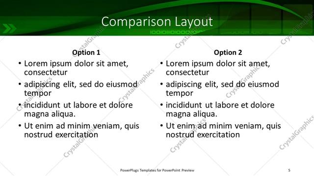 Comparison presentation slide layout