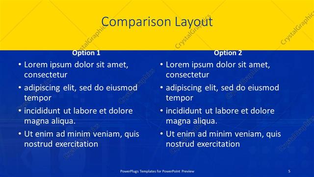 Comparison presentation slide layout