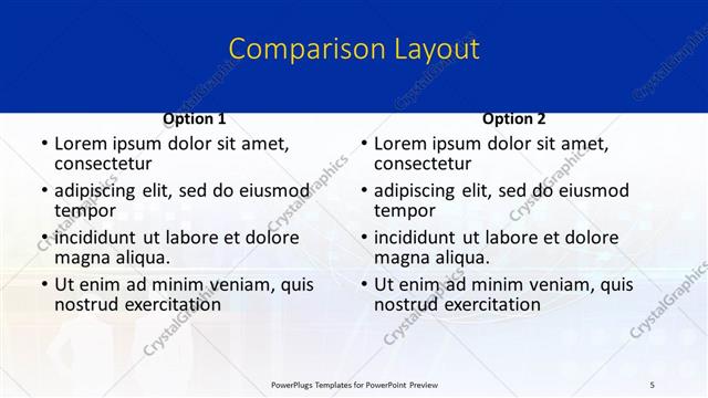 Comparison presentation slide layout