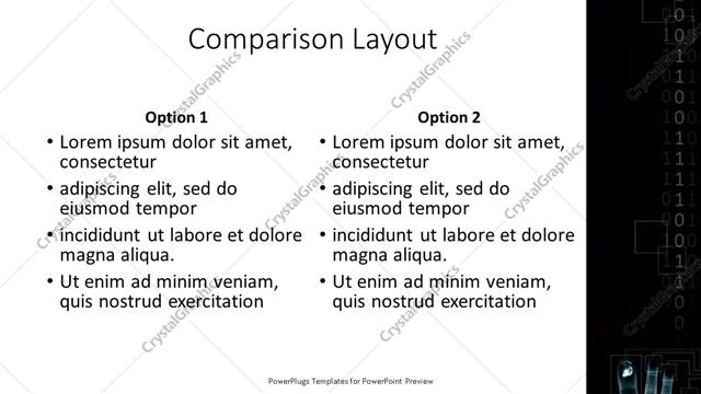 Comparison presentation slide layout