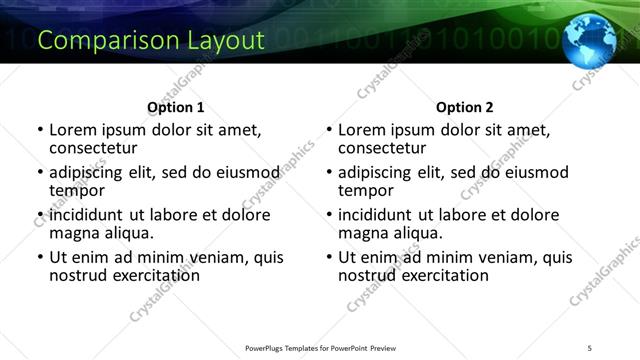 Comparison presentation slide layout