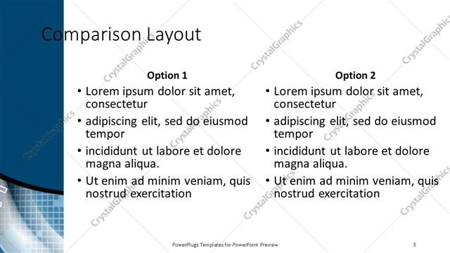 Comparison presentation slide layout