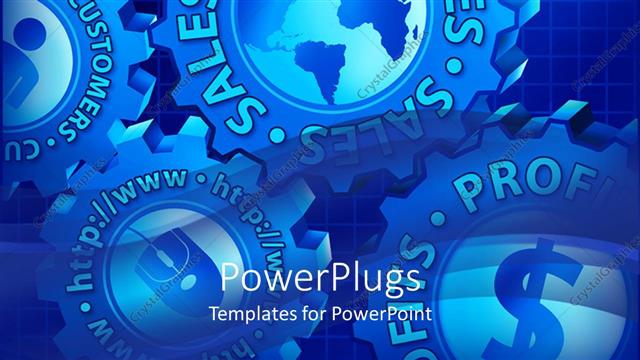  Presentation with customers - Digital globe surrounded by word sales, dollar sign, computer mouse, figure, customers, wed address, profits