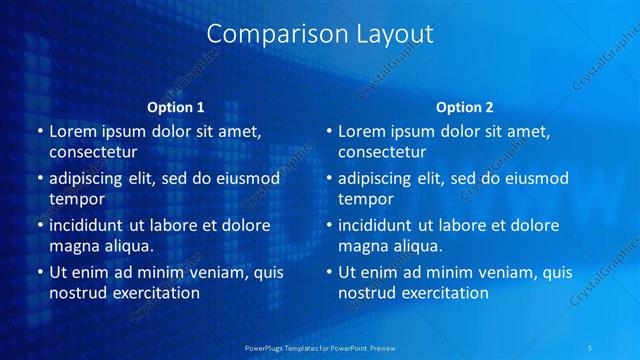 Comparison presentation slide layout