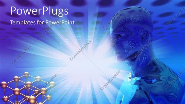  Presentation with future - Digital man contemplates model cube structure
