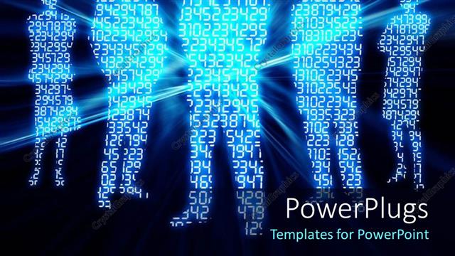  Presentation with shape - Digital numbers glowing made in shape of people