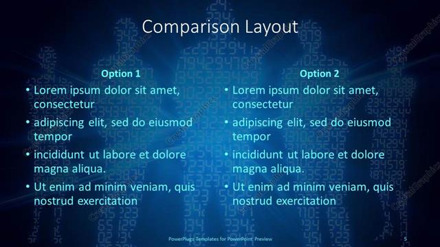 Comparison presentation slide layout