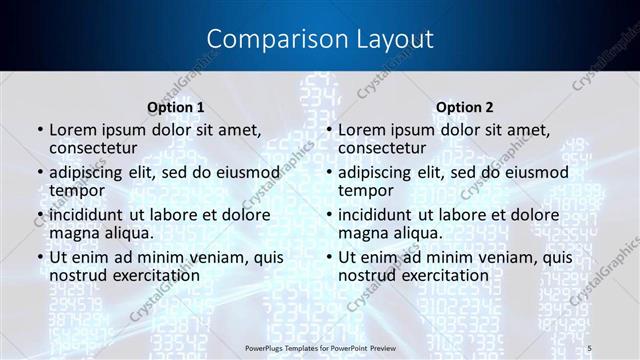 Comparison presentation slide layout