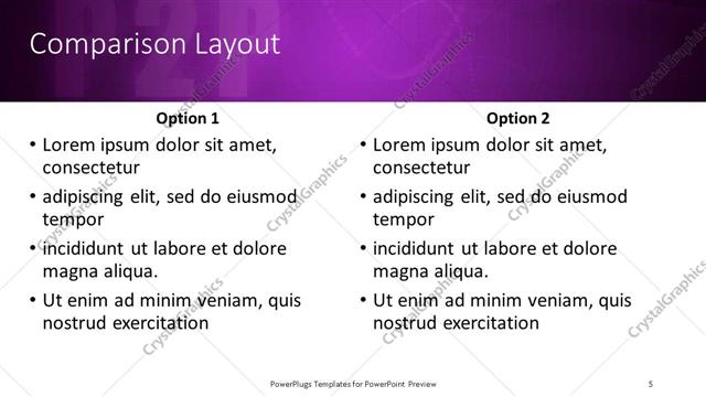 Comparison presentation slide layout