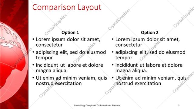 Comparison presentation slide layout
