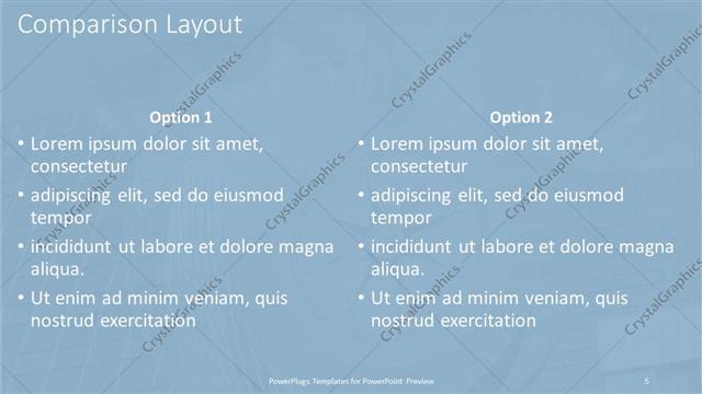 Comparison presentation slide layout