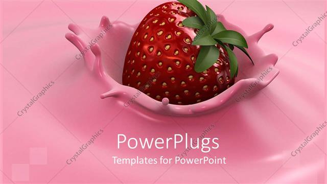  Presentation with yogurt - Digital representation of strawberry creating splash in pink fruit yogurt