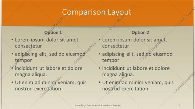 Comparison presentation slide layout