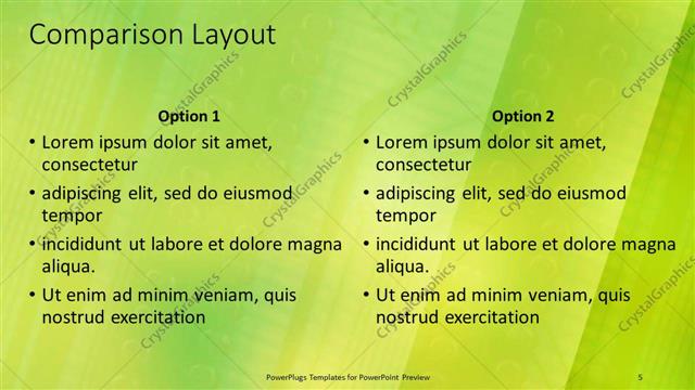 Comparison presentation slide layout
