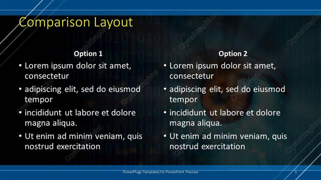 Comparison presentation slide layout