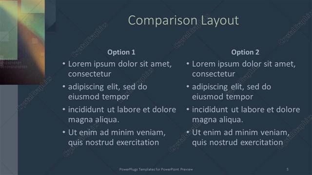Comparison presentation slide layout