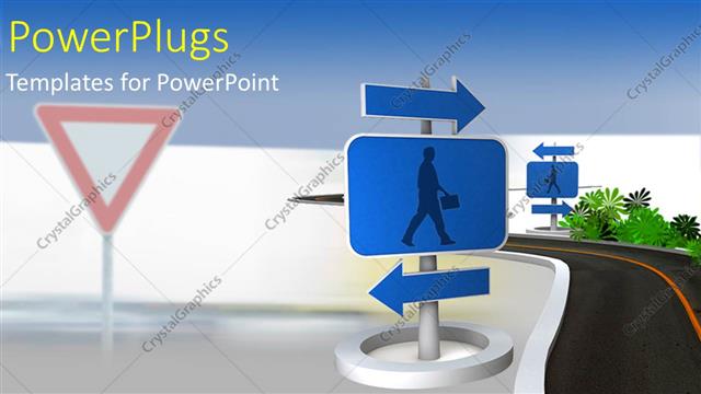  Presentation with arrows - A road sign post with two blue arrows