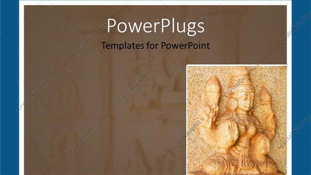  Presentation with wall - Dirty gold colored Indian statue carved to a wall