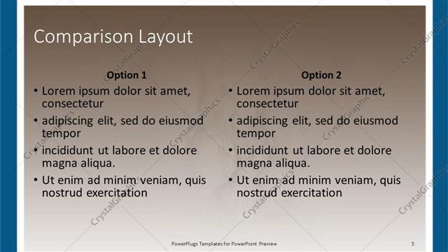 Comparison presentation slide layout