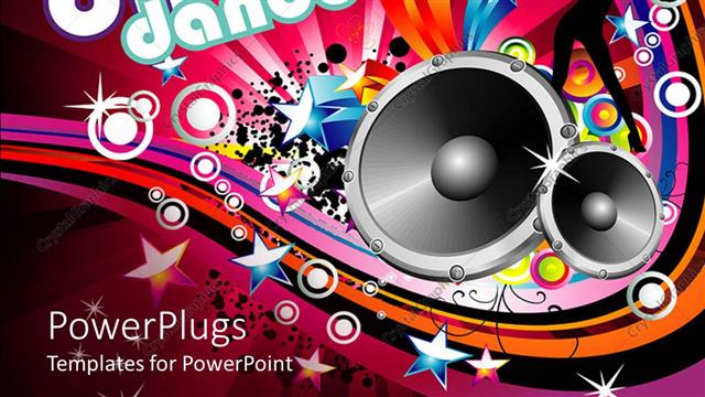  Presentation with dance - Disco dance written in text with loud colorful background