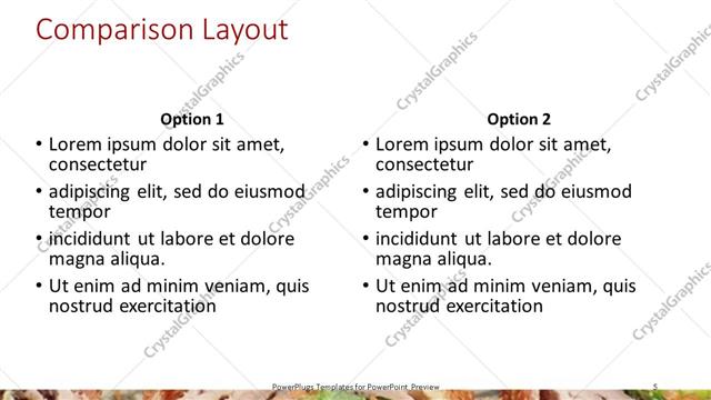 Comparison presentation slide layout