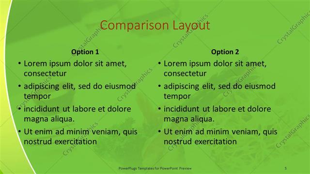 Comparison presentation slide layout