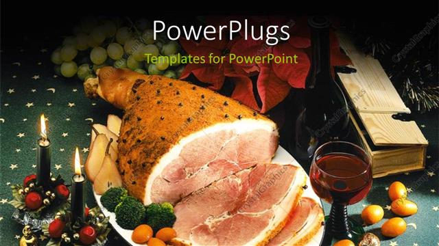  Presentation with christmas candles - Dish of roasted meat for Christmas with ornaments and candles for decoration?