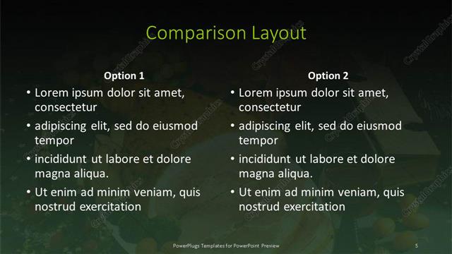 Comparison presentation slide layout