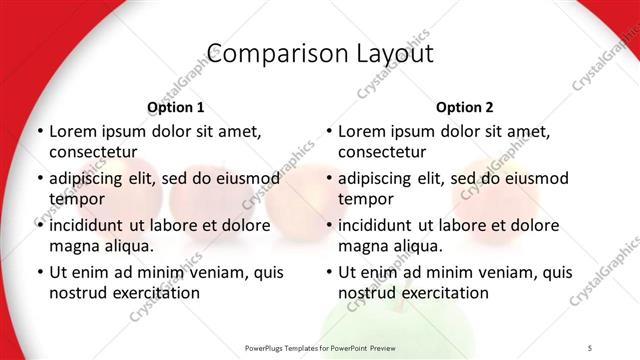 Comparison presentation slide layout