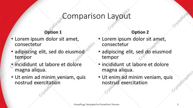 Comparison presentation slide layout
