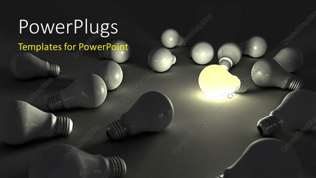  Presentation with grey - Distinct light bulb lit among others on Grey background?