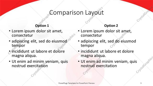 Comparison presentation slide layout