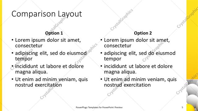 Comparison presentation slide layout